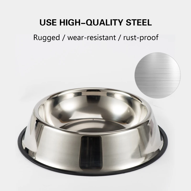 

Dog Cat Bowls Stainless Steel Non-slip Durable Anti-fall Dogs Feeding Bowls for Small Medium Dogs Cat Placemat Feeder Pet