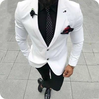 two buttons white groom tuxedos peak lapel men suits 2 pieces wedding party groom wear tuxedos jacketpant costume homme
