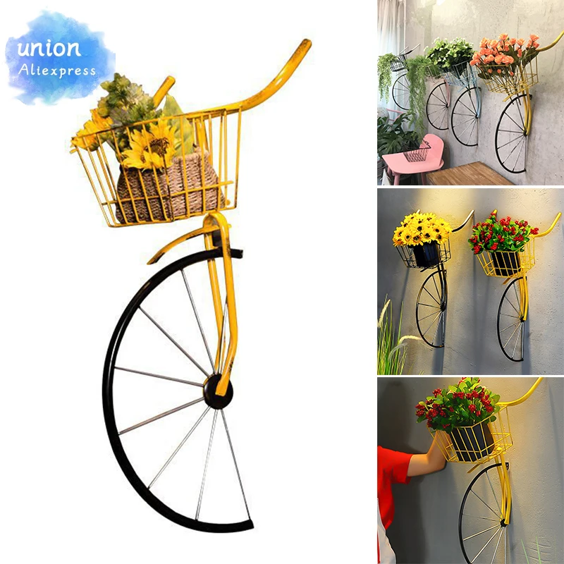 

Ретро цикл декор с корзиной Настенный Дизайн долговечный прост в эксплуатации для дома кофе Jardineria Decoracion