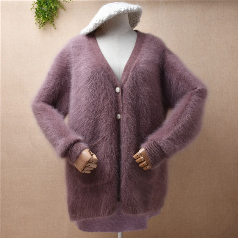 

Женская осенне-зимняя одежда из меха норки и кашемира с V-образным вырезом