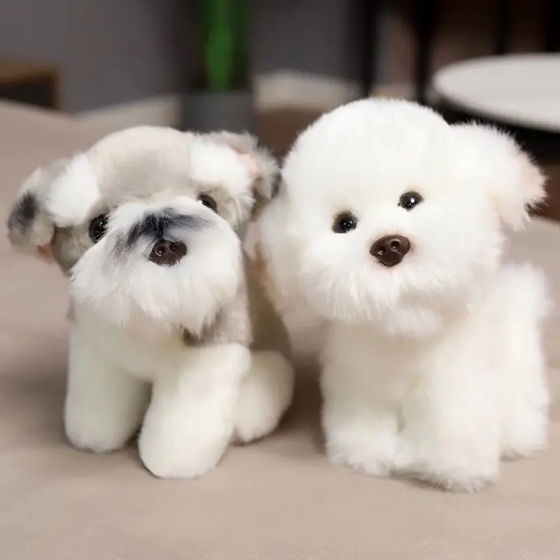 

White Bichon Frise Puppy Stuffed Animal Dog Plush Toy Cute Simulation Poodle Pets Fluffy Baby Doll Birthday Gifts for Children