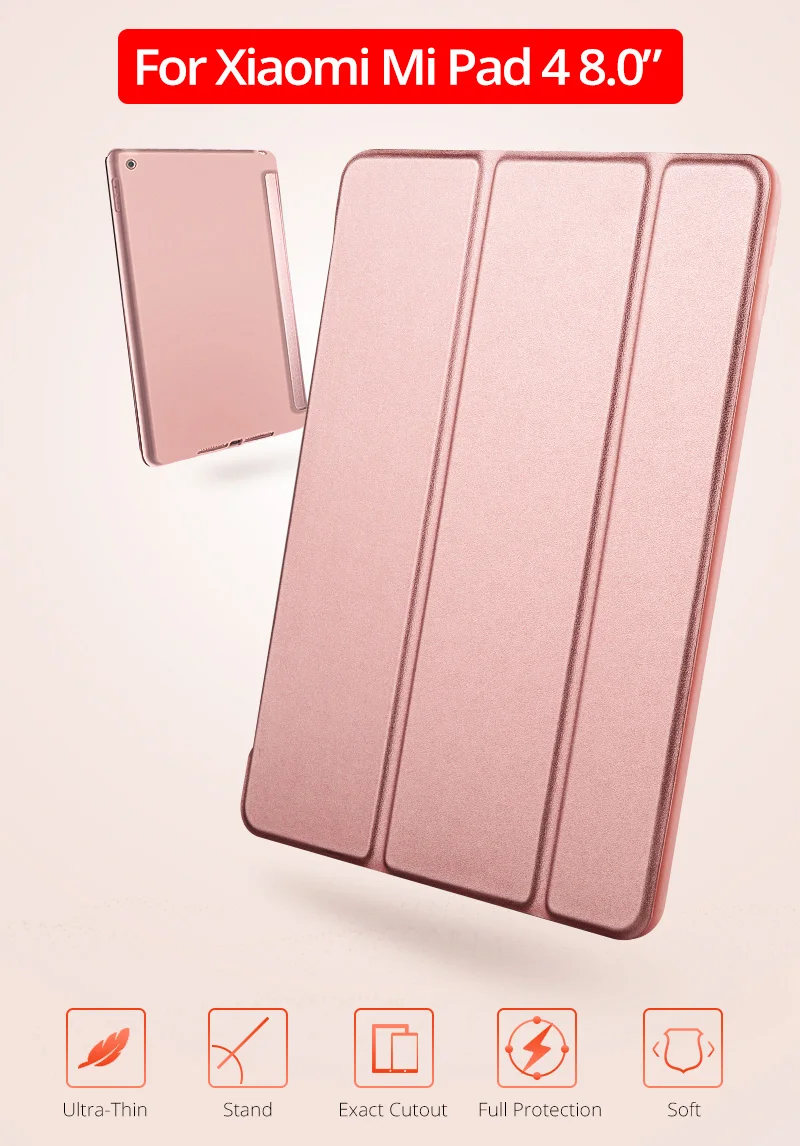 Чехол для Xiaomi mi Pad 4 Ультра тонкая откидная подставка силиконовая Мягкая задняя крышка для Xiaomi mi Pad 4 8,0 Tablet Funda mi Pad 4 Smart Case