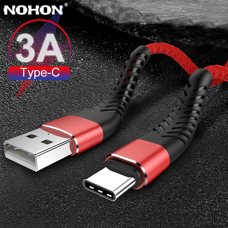Кабель для зарядки Nohon USB Type A C 20см 3м нейлон черный/ красный/ синий/ белый|Кабели