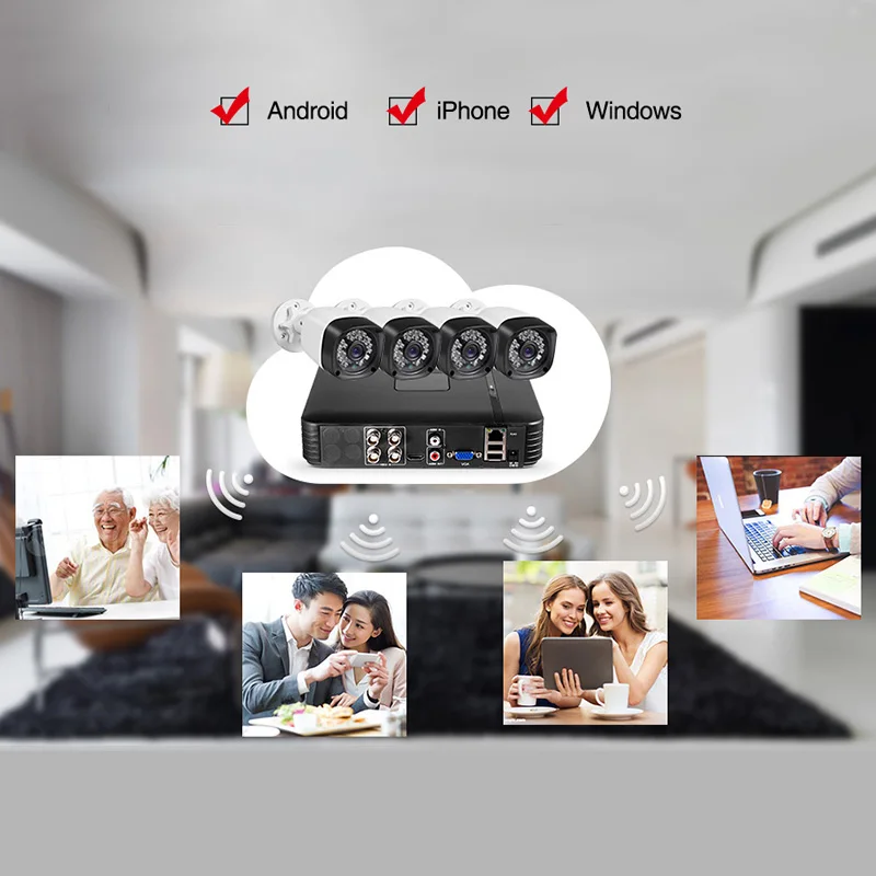 Fuers обновление 4 шт. HD 4M N 4CH AHD DVR камера видеонаблюдения Комплект системы