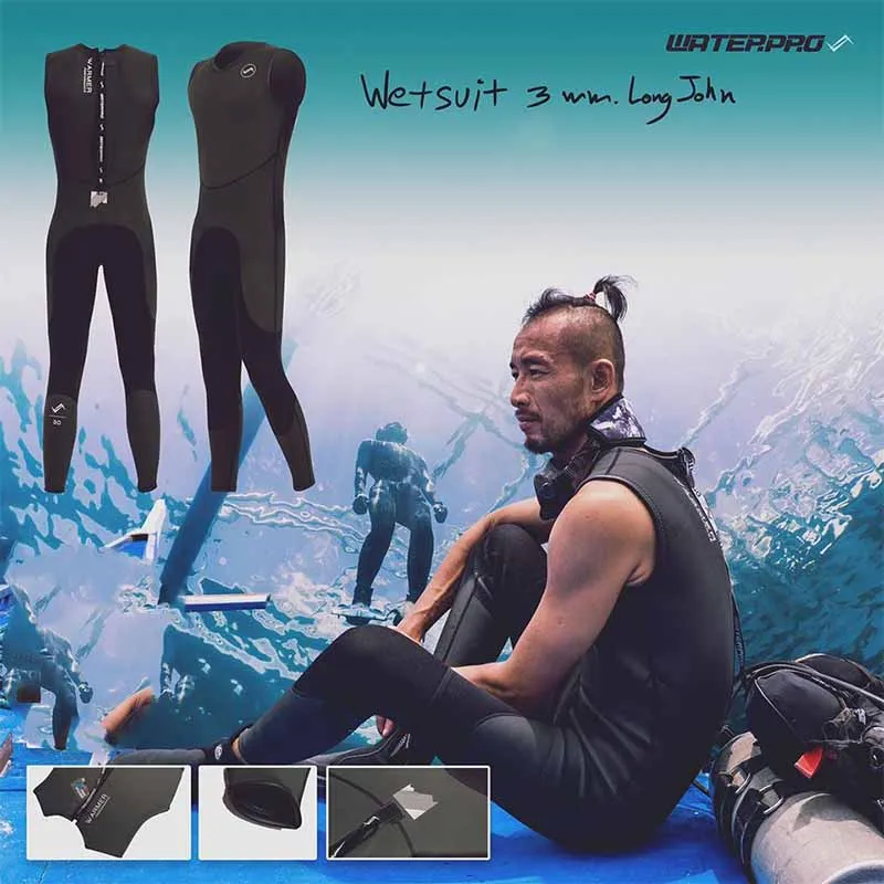 

Water Pro Long Jack Long John 3mm Wetsuit YKK Zipper Unisex