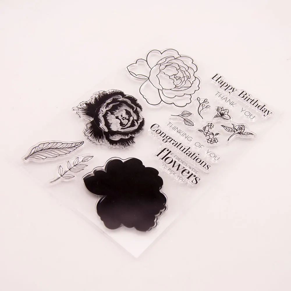 Многослойные цветы поздравляем слова прозрачные штампы для сделай сам