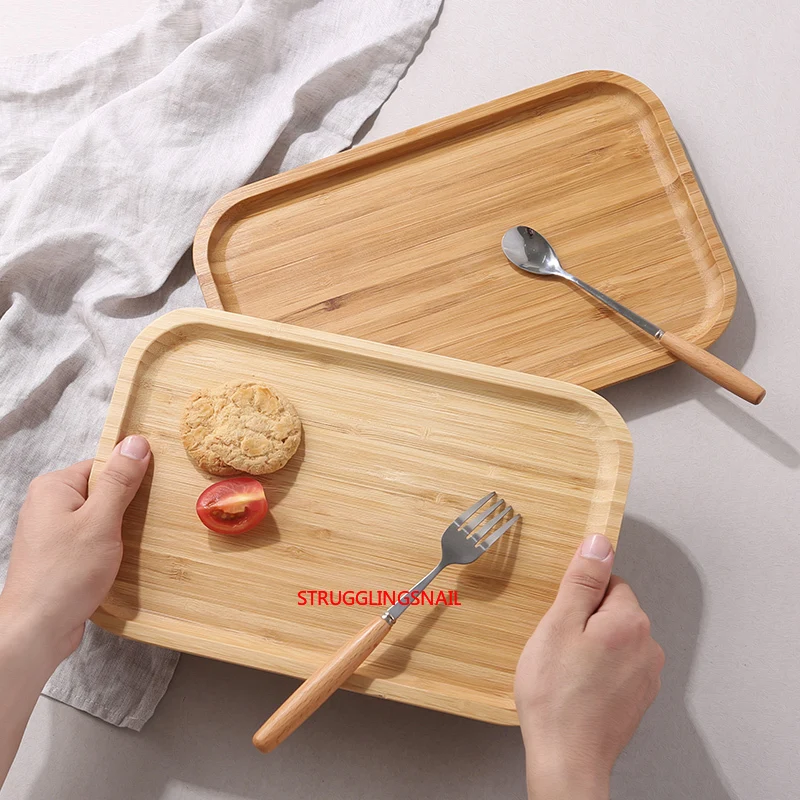 

Bamboo Plate Serving Tray Large Coffee Tea Tray Cake Dessert Serving Plate Dishes Wood Tray Kitchen Bamboo Utensils Tableware