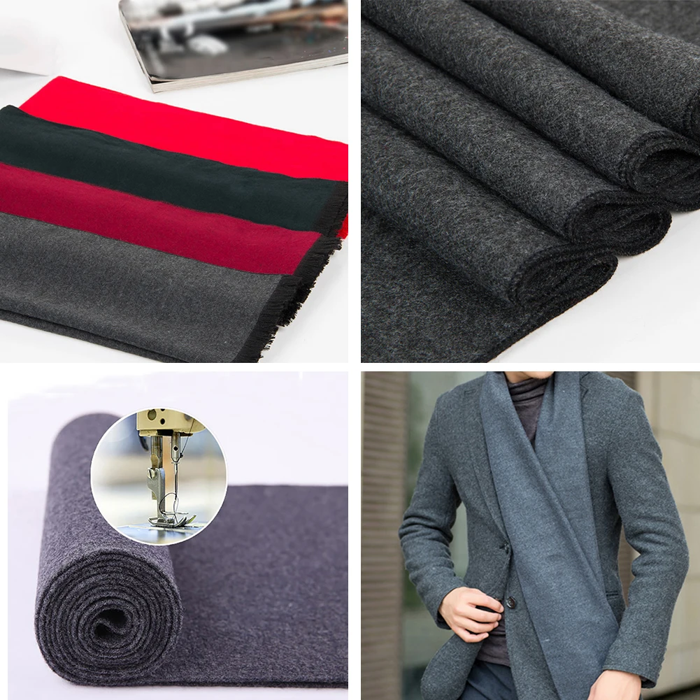 Мужской кашемировый шелковый шарф однотонный классический зимний теплый шаль