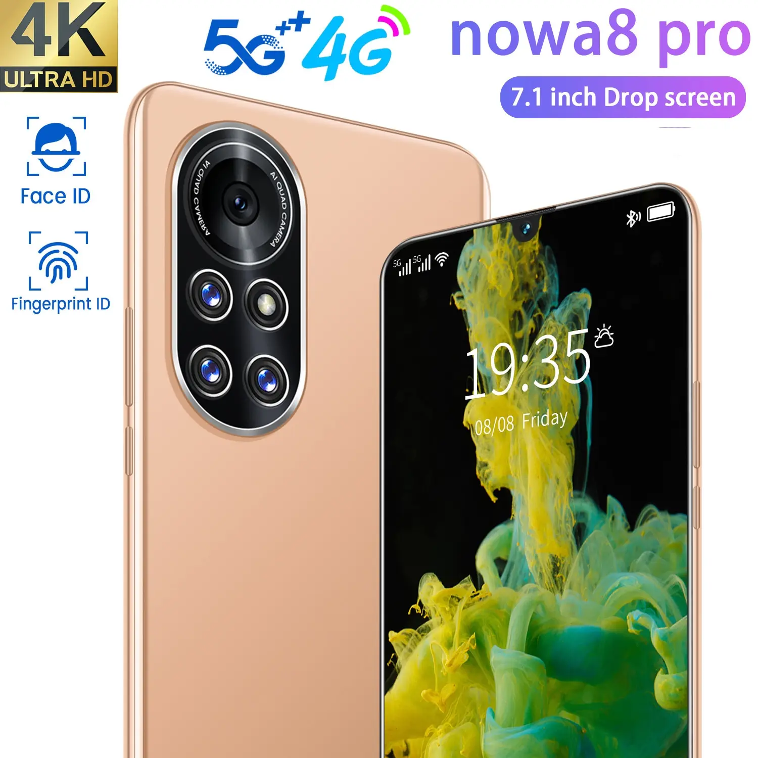 

Nowa8 Pro 7.1 Inch 128/256gb 6800mah Double Sim + Micro Sd Andriod 10.0 Smart Phone Deca Fingerprint Core Unlock Mobile Phone