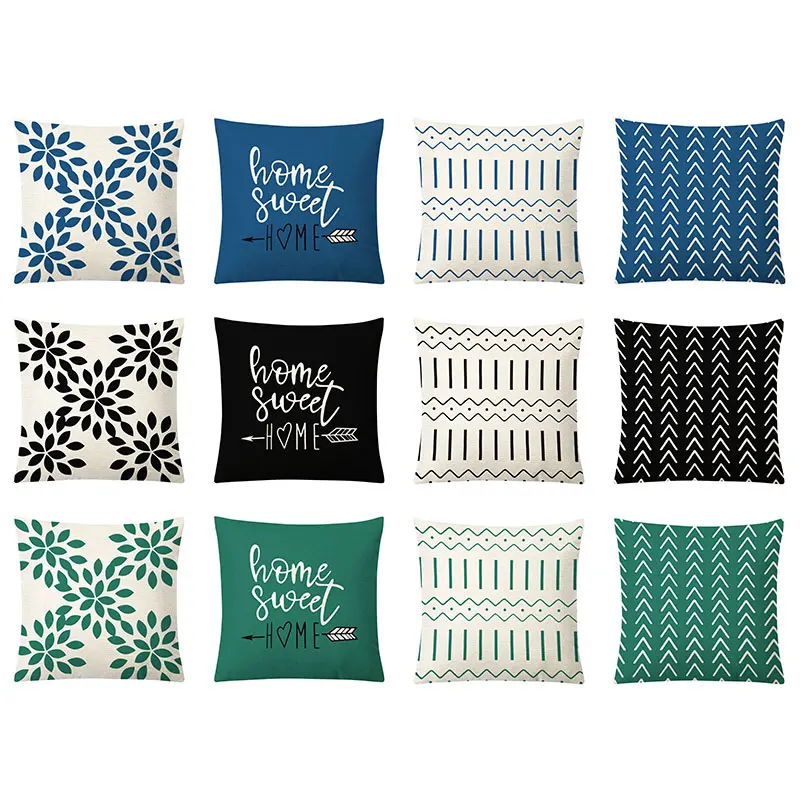 

Simple Style Geometric Throw Pillowcases Vintage Ethnic Pattern Printed Cotton Linen Cushion Cover Home Decor Funda de Cojines