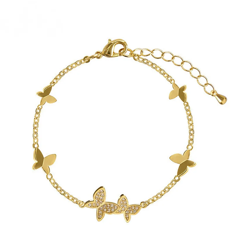 

Prevent Allergy 925 Sterling Silver Wedding Bracelet for Women Couples Classic Crystal Butterfly Hand Jewelry Gifts