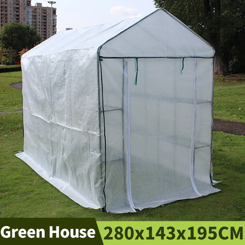tipo Walk-in Estufa Varanda ao ar Temperatura de Retenção Vegetais com Quadro Branco Planta Cobrir Jardim Duas Camadas Livre Galpões pe