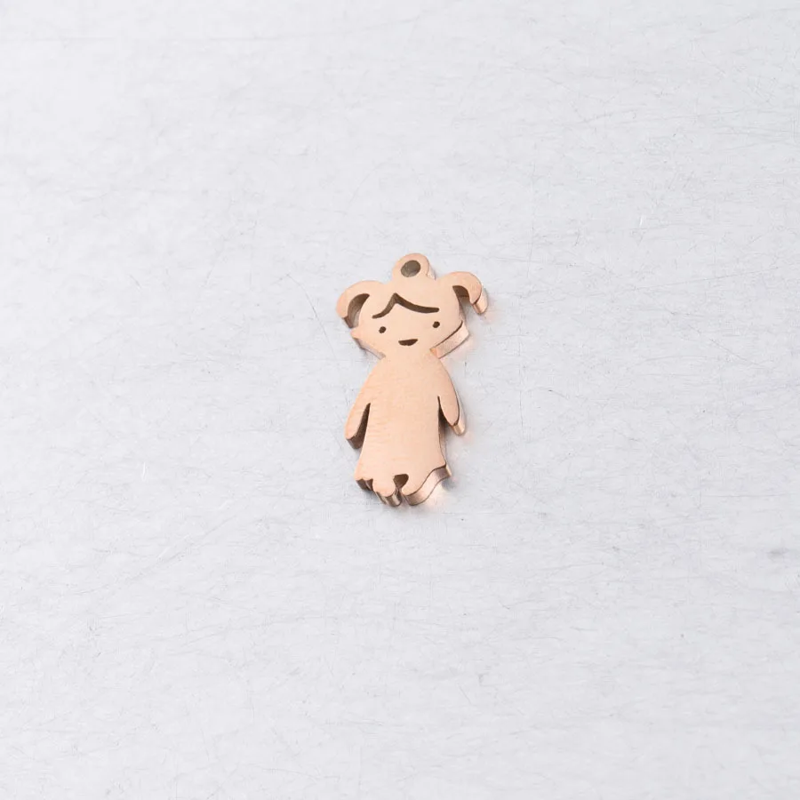 rose gold girl Серебро/золото/розовое золото, нержавеющая сталь, пустая Подвеска для мальчиков и девочек, Очаровательная подвеска для детей, семейная металлическая бирка, зеркальная полировка,, 20 шт - Окраска металла: rose gold girl