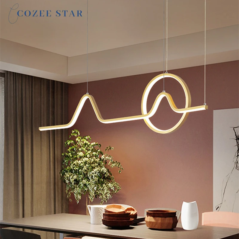 

Modern LED Chandeliers Lighting Creative Gold Black Iron Pendant Hanging Lamps Circle Home Decor Bedroom Living Room Lights