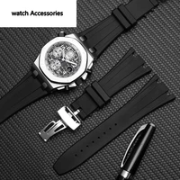 silicone watchband for ap mens wrist watch 28mm waterproof rubber watch straps with folding buckle black bands