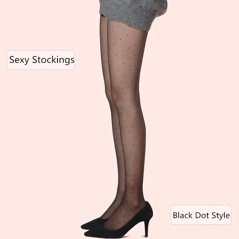 Сексуальные черные чулки в горошек для женщин и девочек тонкие колготки модные