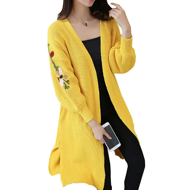 Women Long Sweater Cardigan Fashion Autumn Winter Sleeve Loose Thick Knitted Womens Sweaters Coats Pull OK177 |