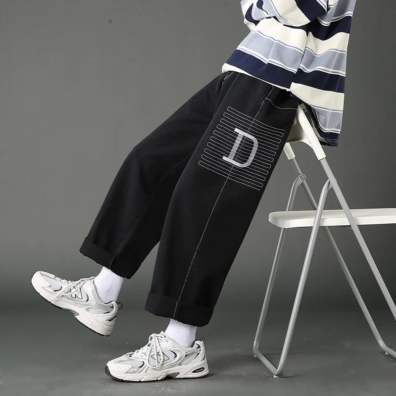 Black Bue Straight Jeans Men Fashion Casual Harem High Street Denim Hip Hop Pants Man Loose Long Trousers Cowboy Modis Cloth