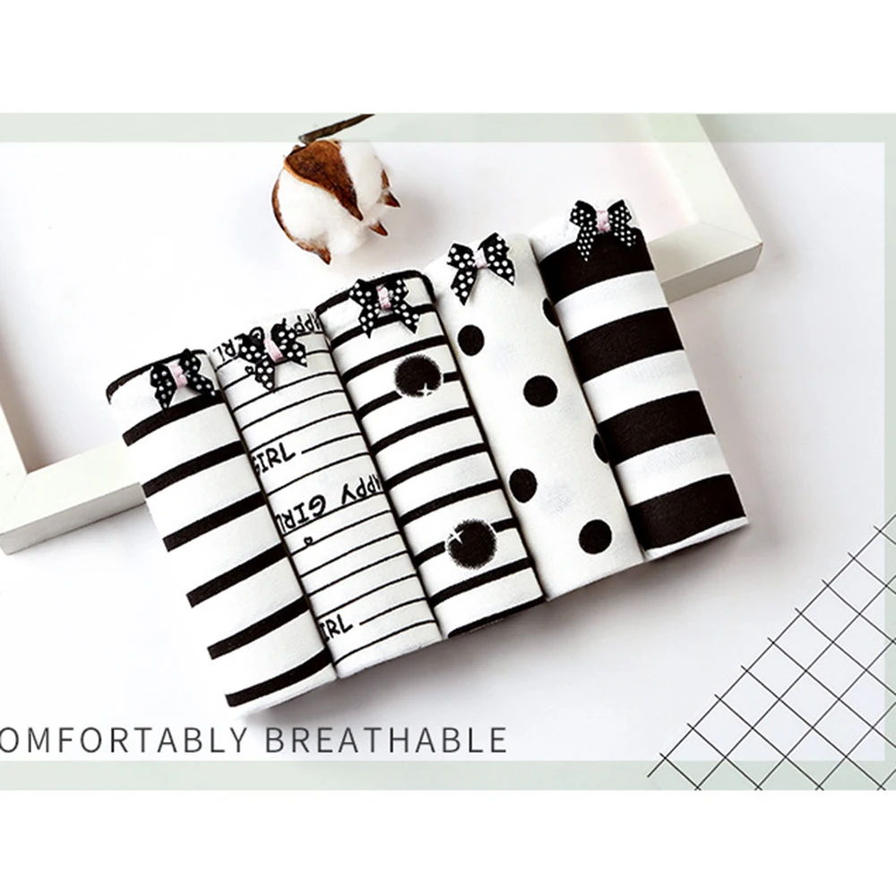 Женские трусики в полоску милое нижнее белье горошек сексуальное хлопковое с