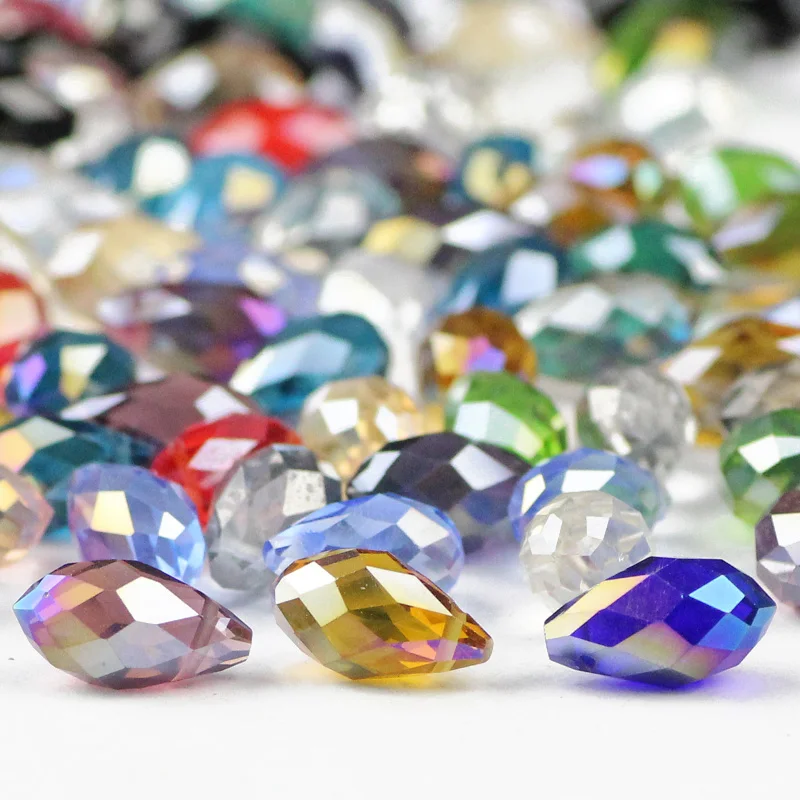 Украшения из австрийского кристалла Briolette Water droplets, в виде капель, 8*13мм, 30шт. Стеклянные подвески для изготовления украшений и браслетов DIY.