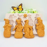christmas snowman resin silicone mold kitchen baking tool diy chocolate cake pastry candy dessert fondant moulds for decoration