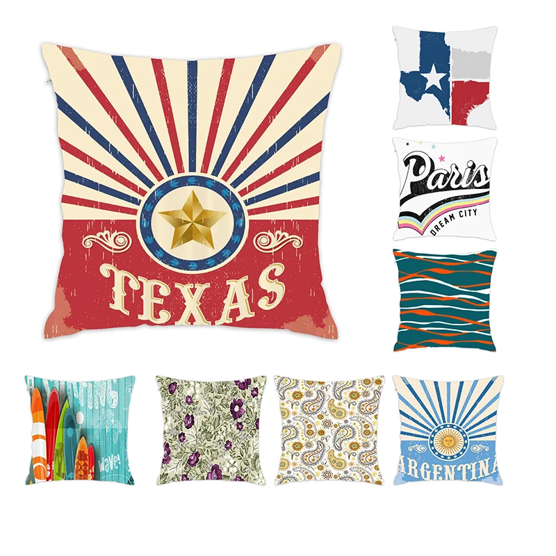 

[Douladou] Texas Vintage Western Cowboy Polyester Decorative Sofa Room Decor Cushion Covers Pillow Case Pillow Covers45x45CM