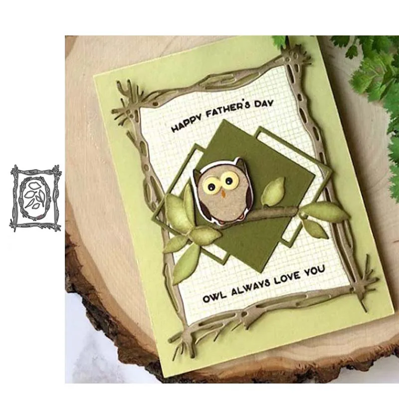 

JC Tree Branch Leaves Rectangle Metal Cutting Dies for Scrapbooking Craft Mold New Cut Die Stencil Handmade Card Make Template