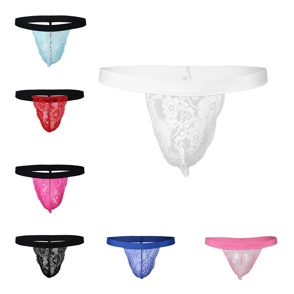 Мужские кружевные Трусы стринги SSY Pouch прозрачные сетчатые трусы для геев