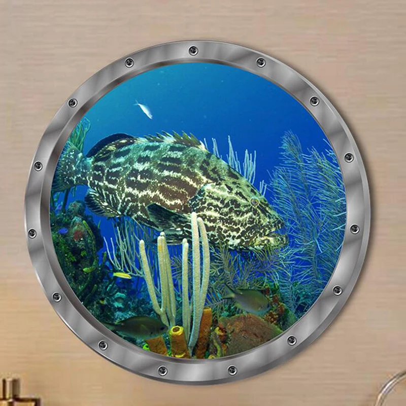 Наклейки на стену и дверь с изображением рыбы океана наклейки для стиральной