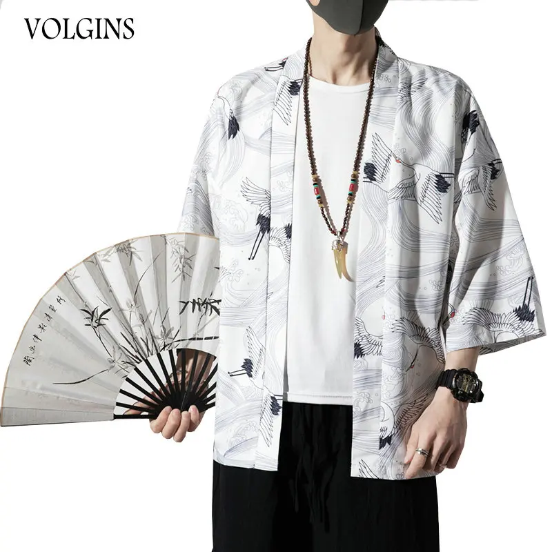 Уличная обувь для мужчин Летние кимоно из натуральной кожи 2021 куртки с принтом в