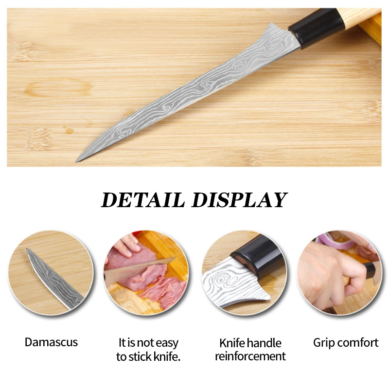 Кухонный нож дамасский профессиональный шеф-повар с лазерным узором 6 дюймов для