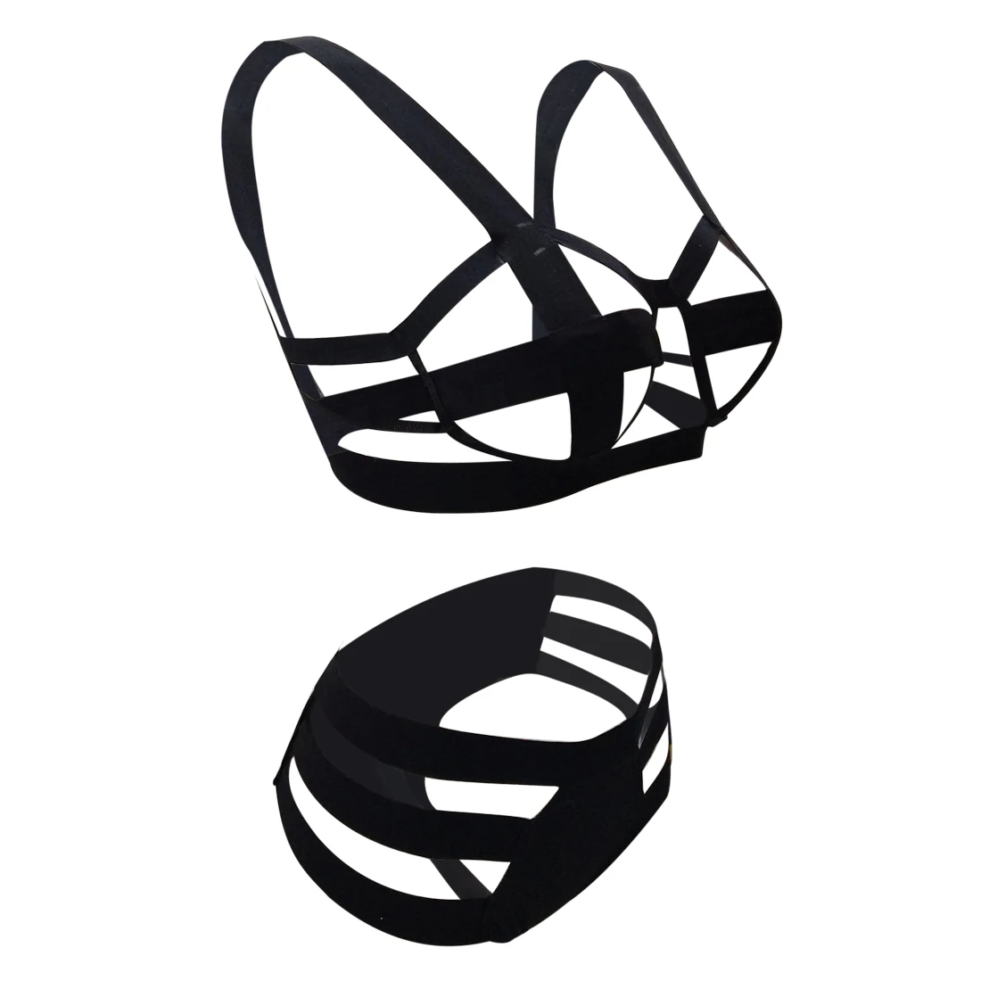 

Dropshipping Sexy See Through Lingerie Women Underwear Set String Tied Transparent Bandage Hollow Out Bra Set Female Party Set