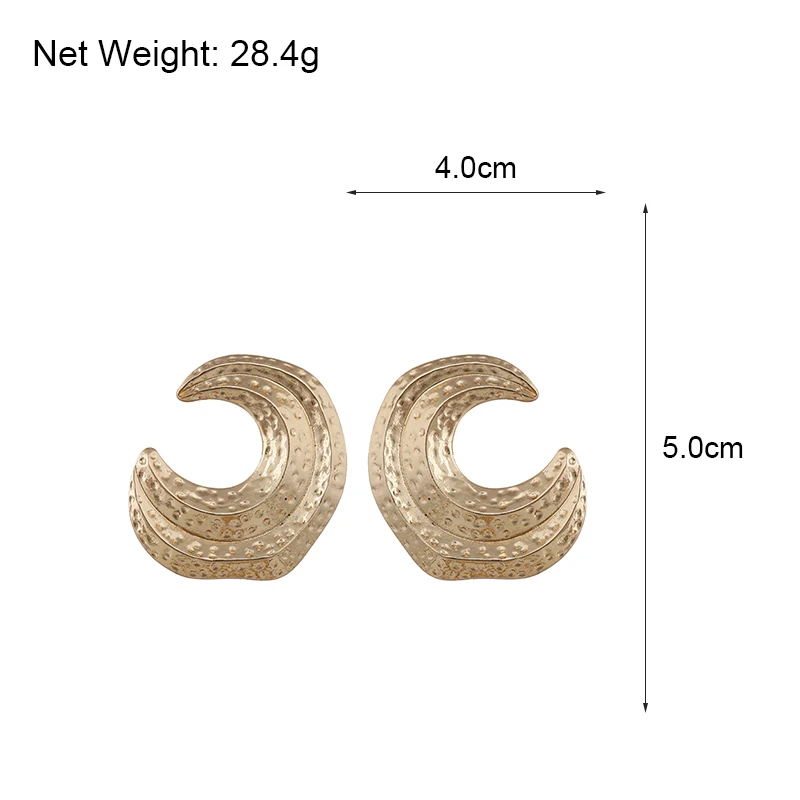 

Lifefontier Fashion Big Geometric Statement Metal Earrings Large Moon Shape Irregular Earrings for Women Femme Fashion Jewelry