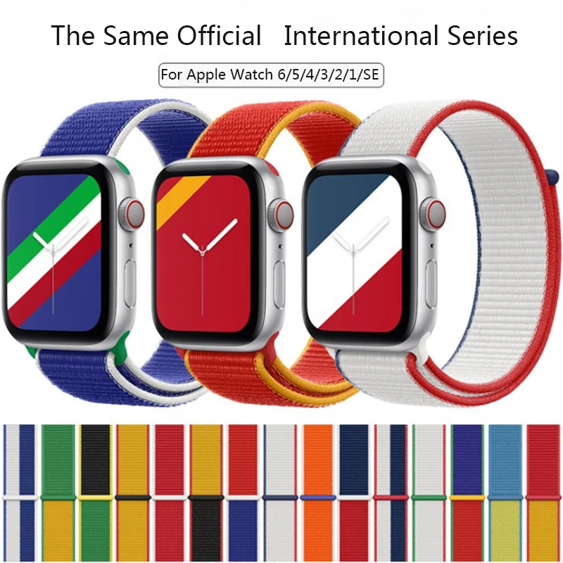 Ремешок нейлоновый для Apple Watch Band 7 6 SE, спортивный браслет для смарт-часов iWatch 3 4 5 6 SE, 44 мм 40 мм 42 мм 38 мм