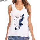 Жилет женский летний с принтом перьев, модная рубашка без рукавов, топ с эстетичным графическим принтом
