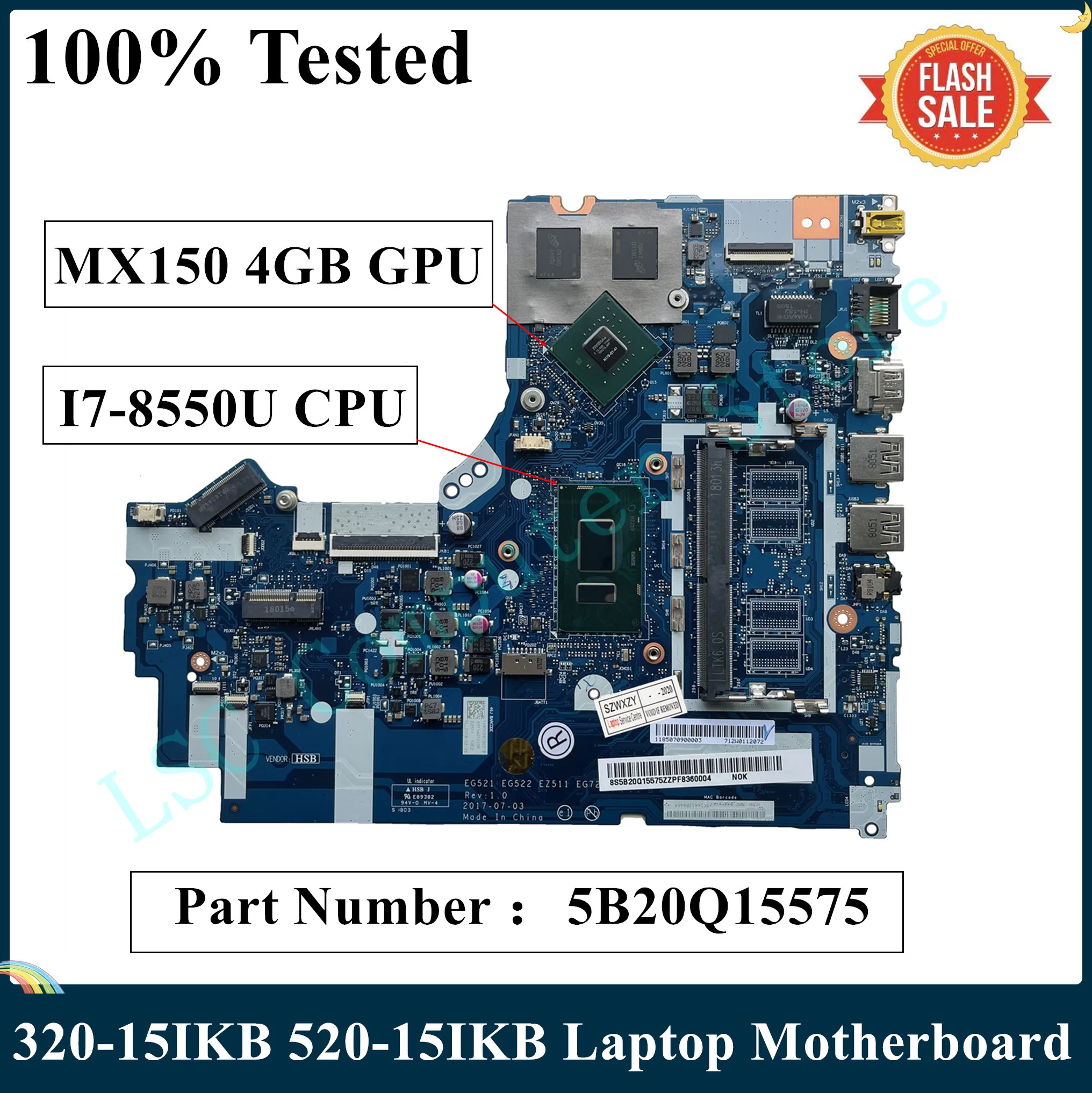 Материнская плата LSC восстановленная для ноутбука Lenovo Ideapad 320-15IKB 520-15IKB с