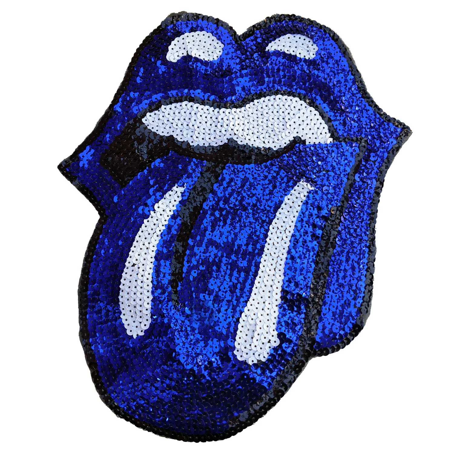 Синие блестки с большим ртом нашивки для одежды сумка мультяшный язык паста