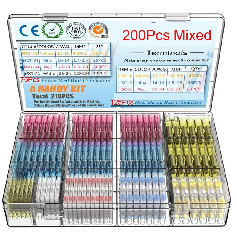 200 шт. Термоусадочные соединители для припоя|Терминалы| |