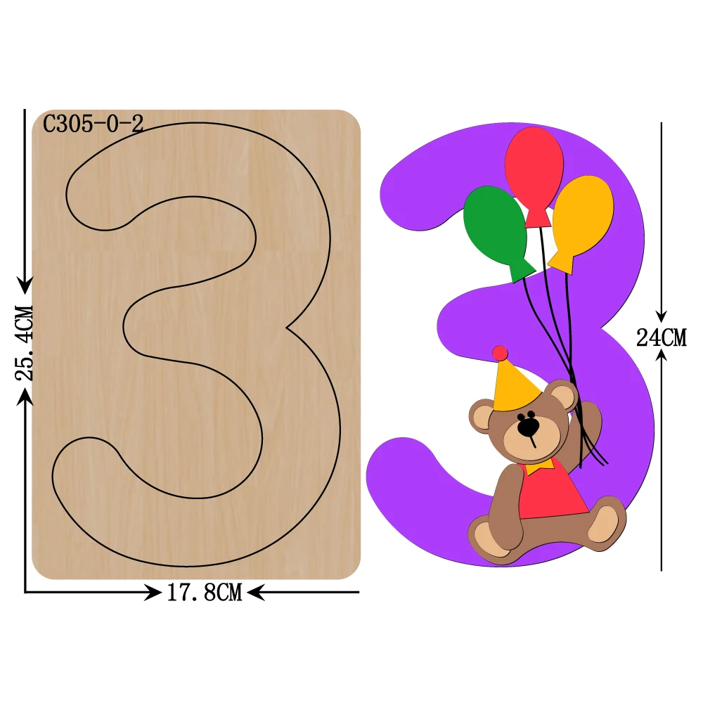 Новый счастливый день рождения цифры расположение 3 деревянные штампы