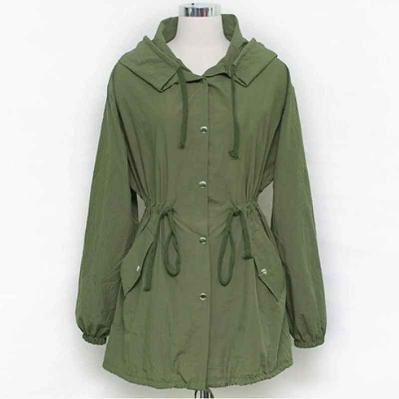 Женская мода панк готический армейский зеленый капюшон с капюшоном на шнурке