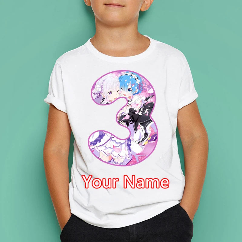 Футболка с принтом ReZero REM для мальчиков и девочек модная футболка унисекс круглым