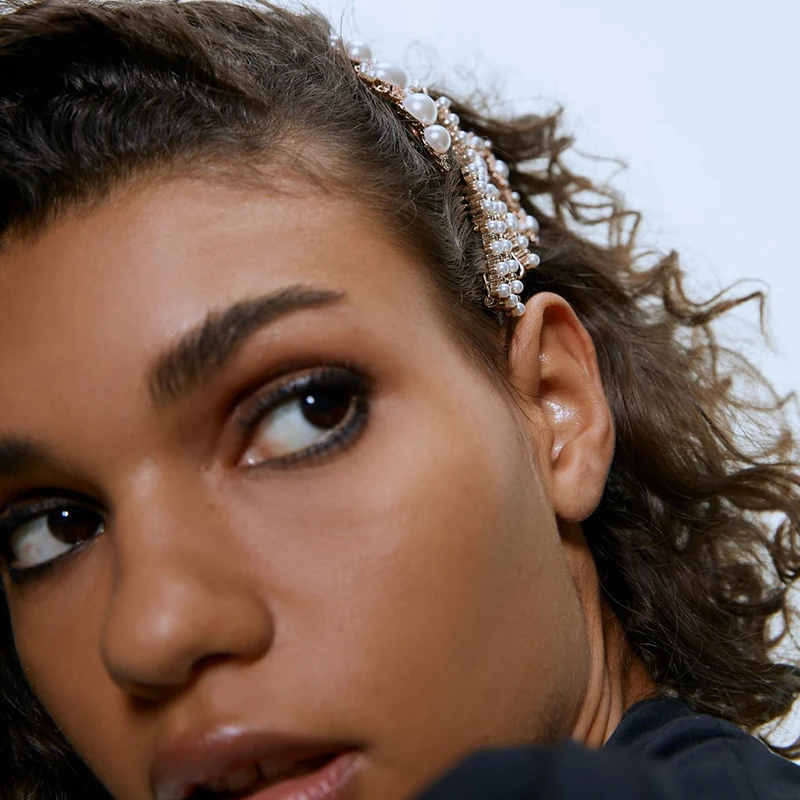 Женские заколки с цветком ZA украшенные кристаллами Украшенные бусинами бантиком