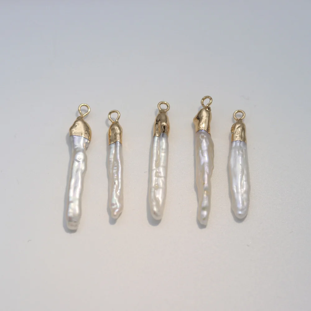 

3pcs Needle Shape Natural Freshwater Pearl Charms Pendants for Necklace Bracelet Jewelry Making DIY Size 7x22-8x35mm