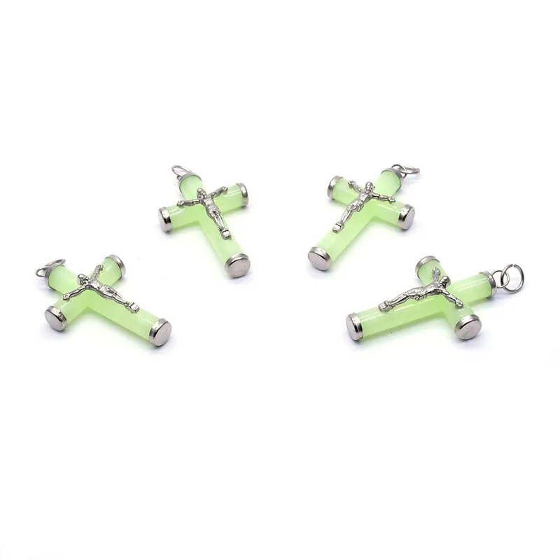 

10 pieces one bag of religious plastic luminous spontaneous Light Crucifix beads accessories can be do by hand DIY or as a gift