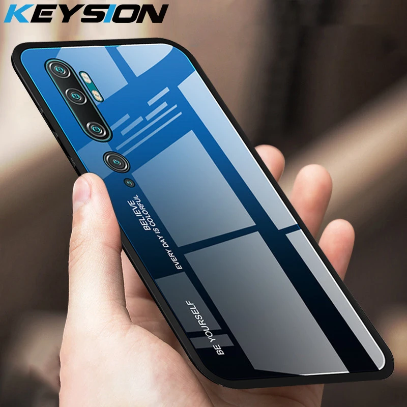 Чехол KEYSION из закаленного стекла для Xiaomi Mi Note 10 Pro градиентный противоударный