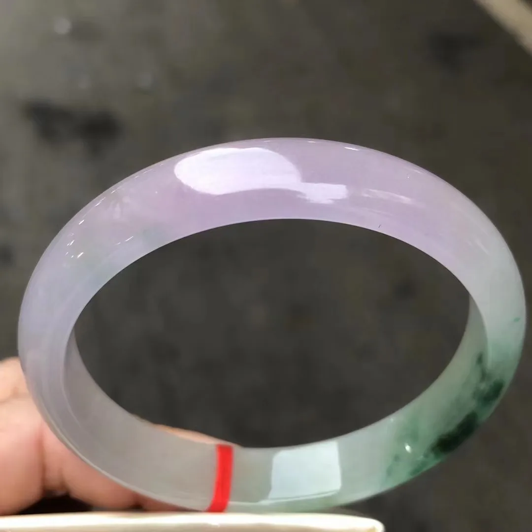 

Браслет из Мьянмы с нефритом, плоский браслет из настоящего нефрита, натуральный Фиолетовый Нефритовый камень для женщин, характерные брас...