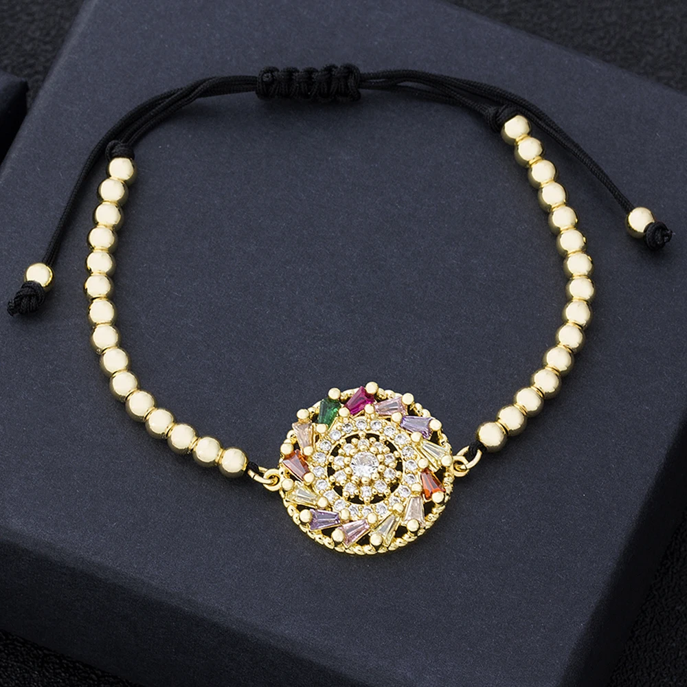 

AIBEF Classic Style Crystal Adjustable Bracelets Copper Beads CZ Stone Pendant For Women Charm Statement Boho Jewelry Wholesale