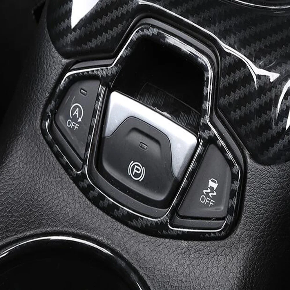 

Для Jeep Compass 2017-2021, углеродное волокно, ABS, Электронная крышка кнопки парковочный ручной тормоз, отделка, Аксессуары для стайлинга автомобилей