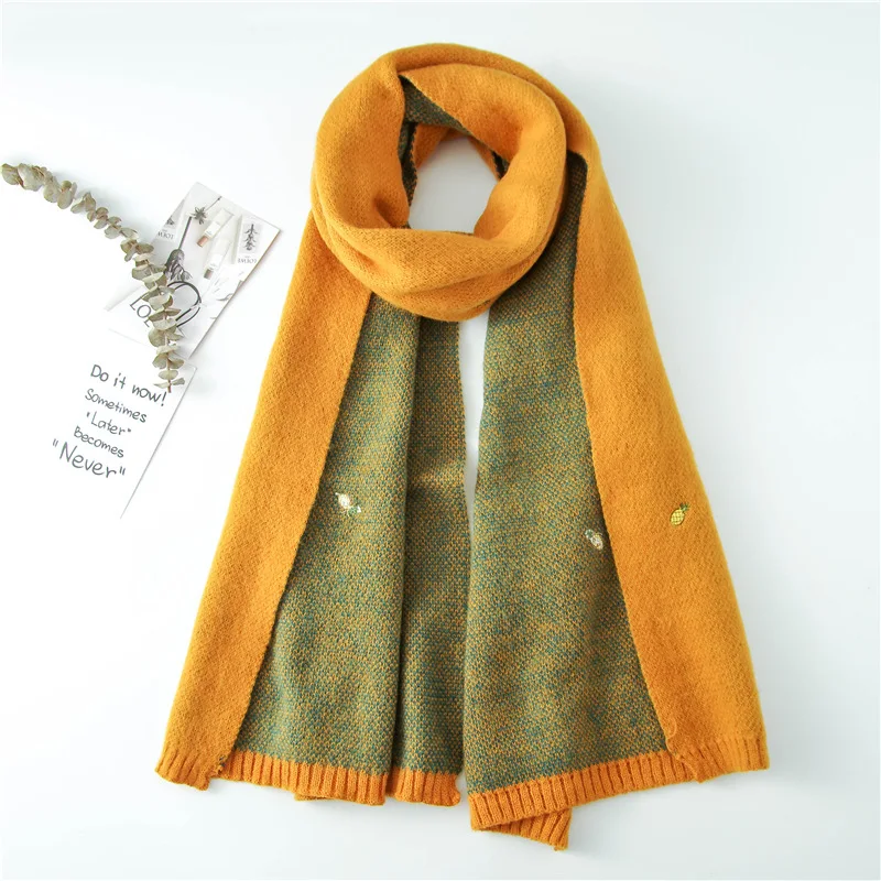 

Модный женский шарф, Дамская шаль для путешествий, Осень-зима, новая маленькая свежая имитация кашемира, двусторонняя утолщенная теплая Шей...