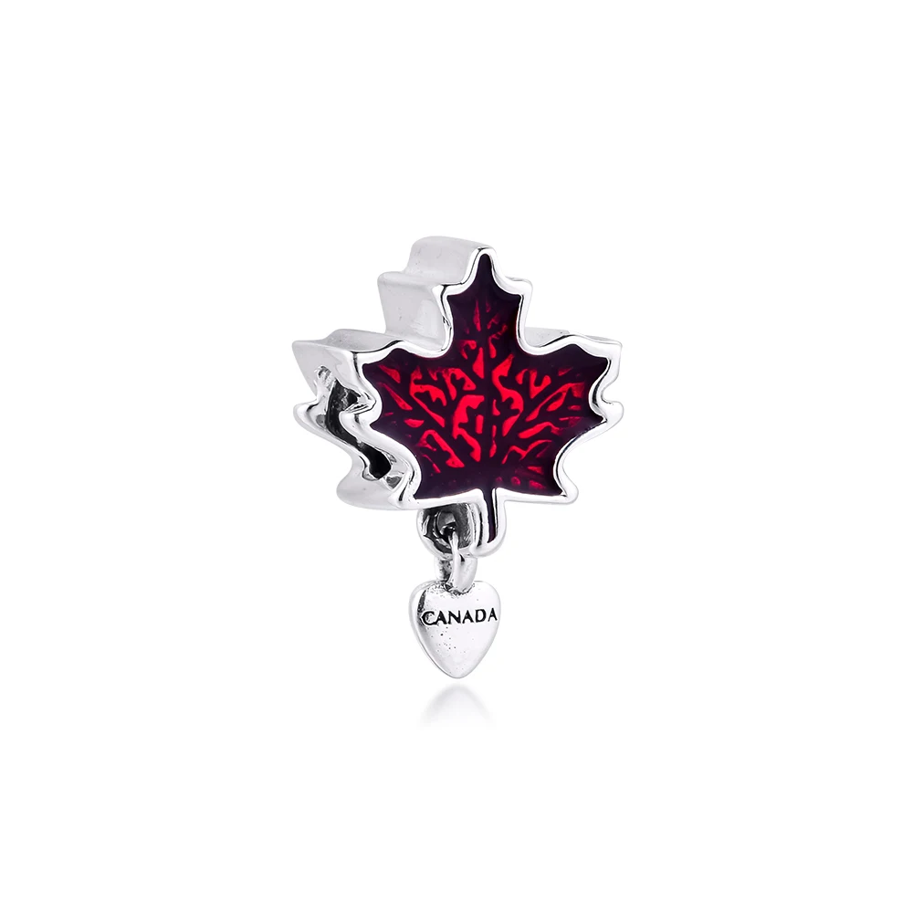 

Fits For Pandora Charms Bracelets Canada Maple Leaf Beads 100% 925 Sterling-Silver-Jewelry Free Shipping